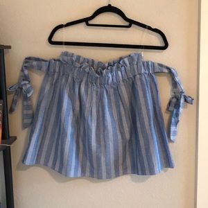 Light blue/ white flowy off the shoulder top